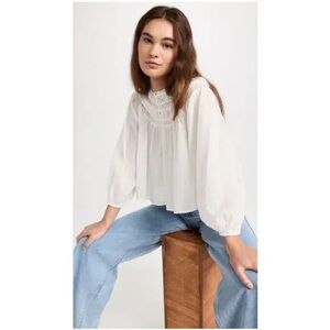 The Great. The Picturesque Top White Cotton Blouse 1 | S